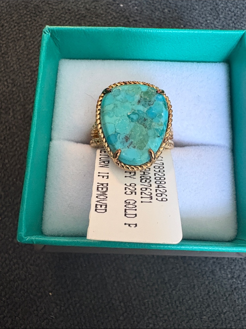 Effy Gold-Tone Turquoise Teardrop Ring